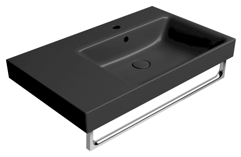 NUBES keramické umyvadlo 80x50cm, s odkládací plochou vlevo, černá mat 9630126