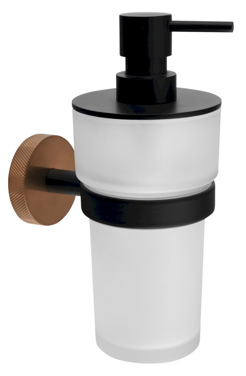 LARISSA dávkovač mýdla 250ml, mléčné sklo, černá/měď mat WS019BC