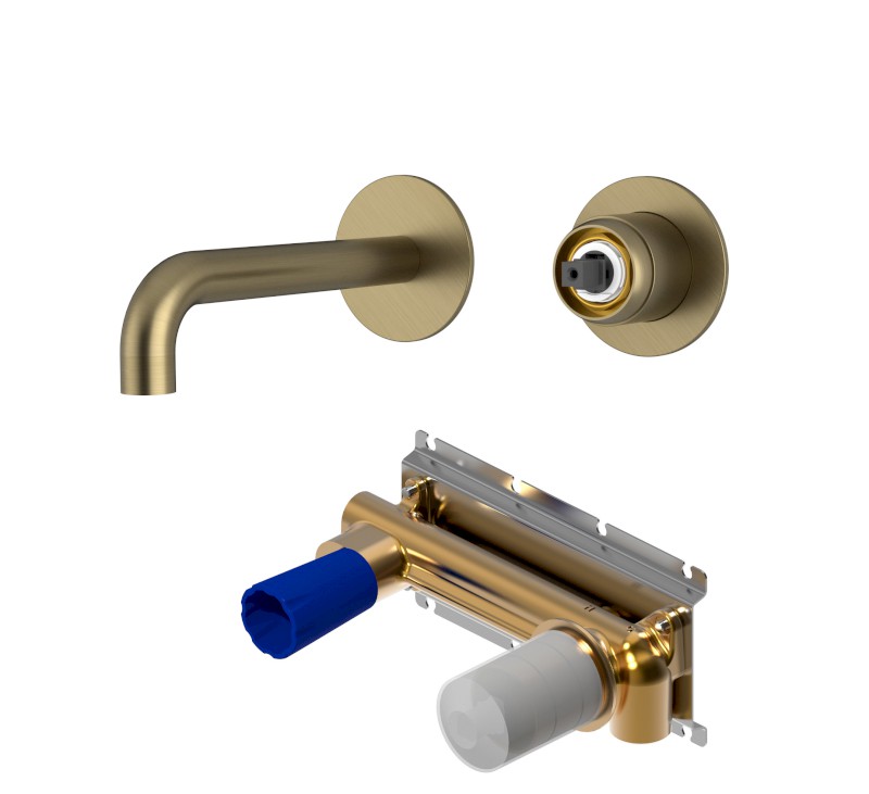 ULTRAMIX tělo podomítkové dvouprvkové umyvadlové baterie, hubice 15cm, zlato mat UT118G-1