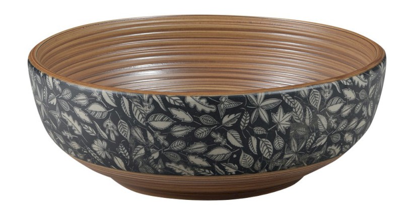 PRIORI keramické umyvadlo na desku, Ø 41 cm, hnědá s modrým vzorem PI023