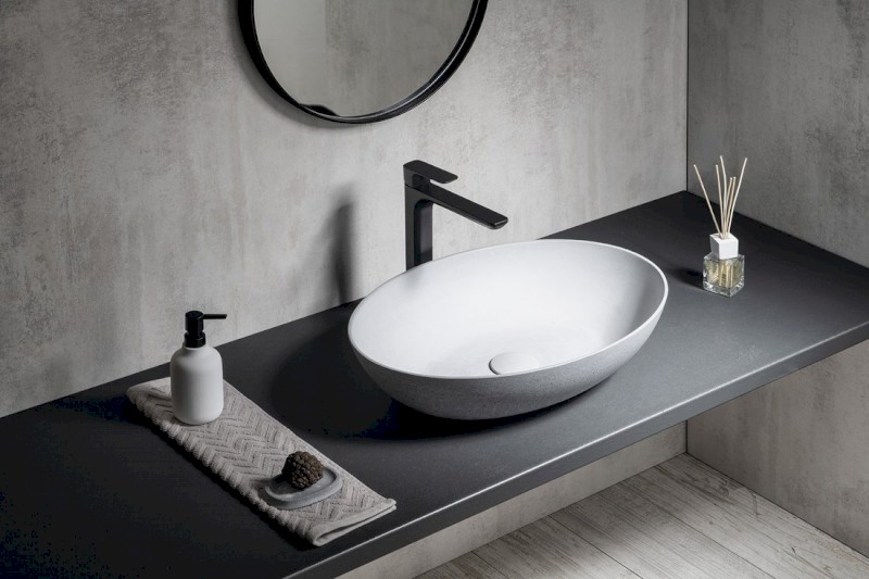 FORMIGO betonové umyvadlo na desku, 60x40cm, šedá mat FG217