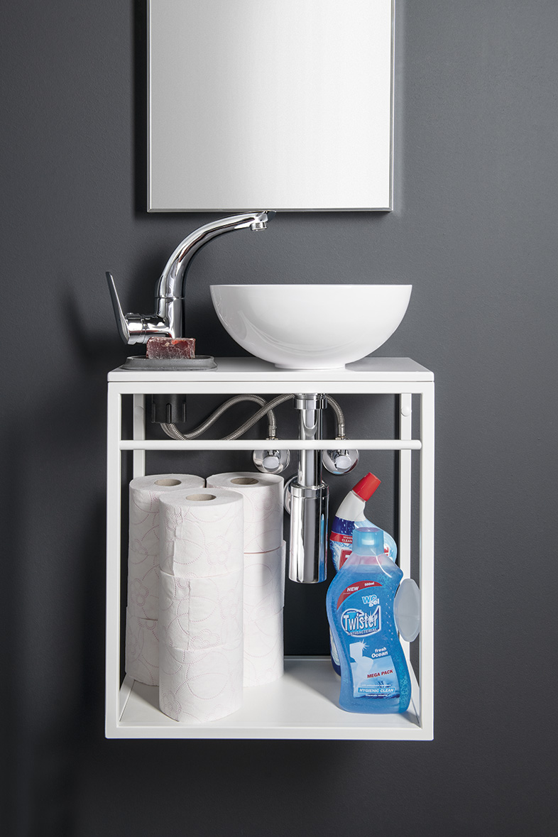 MINOR deska pod umývátko 40x22,5cm, baterie vlevo, litý mramor, bílá MR400