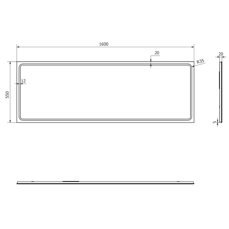 GEMINI zrcadlo s LED osvětlením 160x55cm GM160
