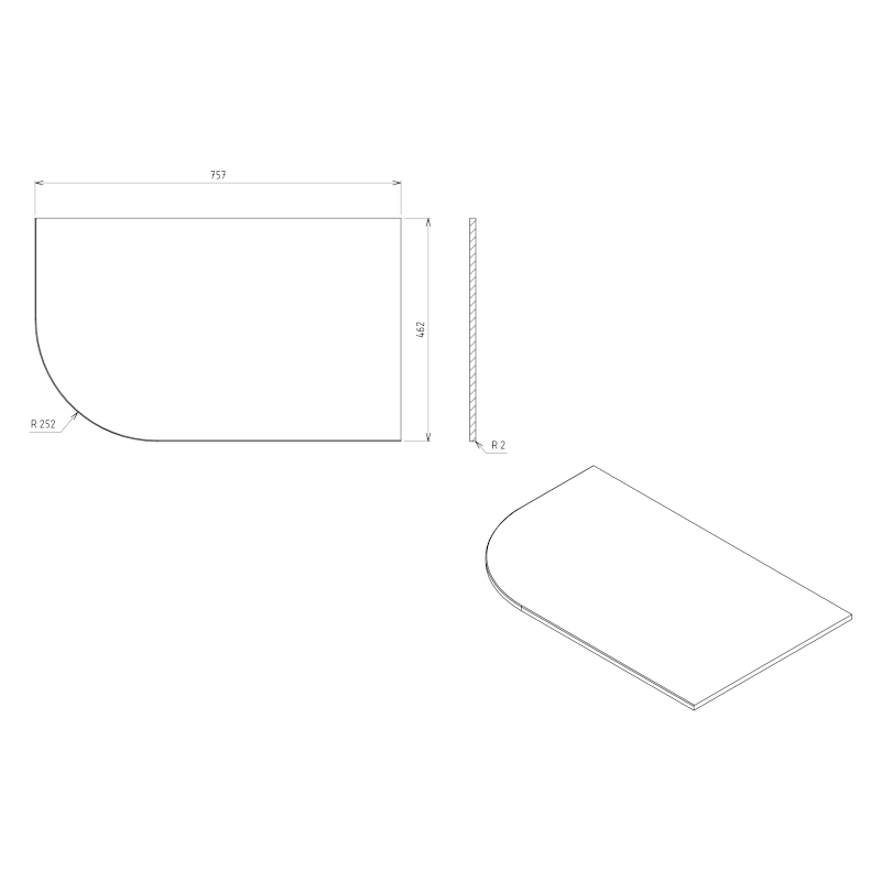 PULSE deska Rockstone 757x12x462mm, pravá, bílá mat BM760-0101