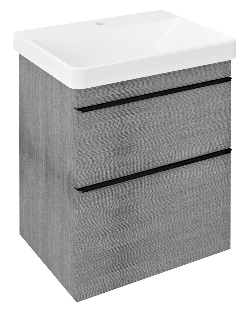 SITIA umyvadlová skříňka 56,4x70x44,2cm, 2xzásuvka, dub stříbrný SI060-1111