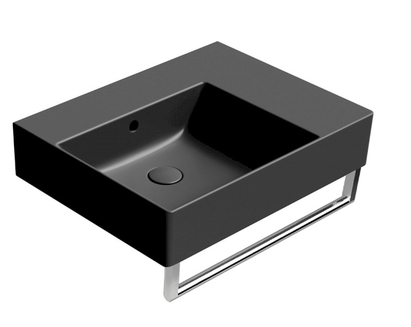 KUBE X keramické umyvadlo 60x47cm, s odkládací plochou vpravo, bez otvoru, černá mat 9438026
