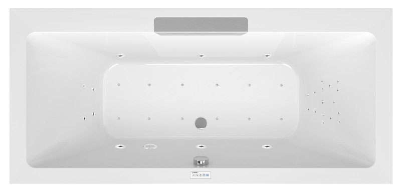 CASCATA hydromasážní vana, 185x85x45cm, kaskáda nerez, Highline Hydro-Air, chrom 73836.100.6010