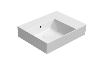 KUBE X keramické umyvadlo 60x47cm, s odkládací plochou vpravo, bez otvoru, bílá ExtraGlaze 9438011
