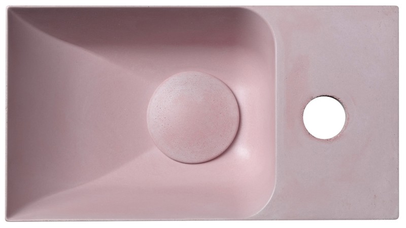 PICCOLINO betonové umývátko 30,8x17cm, baterie vpravo, růžová mat PK30521