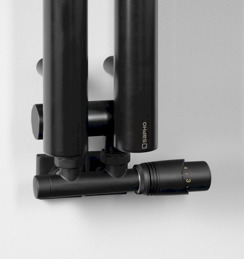 PILON otopné těleso 122x1800mm, se dvěma háčky pro ručník, černá mat IZ124T