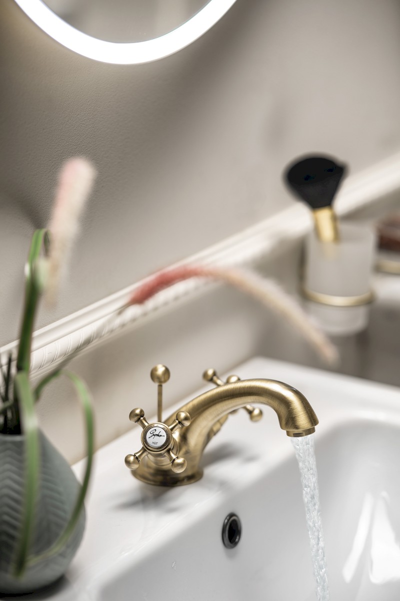 ANTEA stojánková umyvadlová baterie s výpustí, bronz 3176