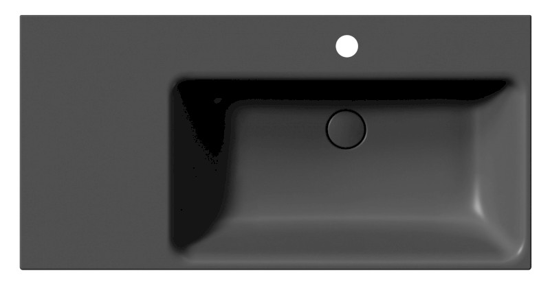 NUBES keramické umyvadlo 100x50cm, s odkládací plochou vlevo, černá mat 9628126