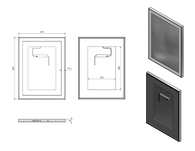 LUMINAR zrcadlo s LED osvětlením v rámu 60x80cm, chrom NL557