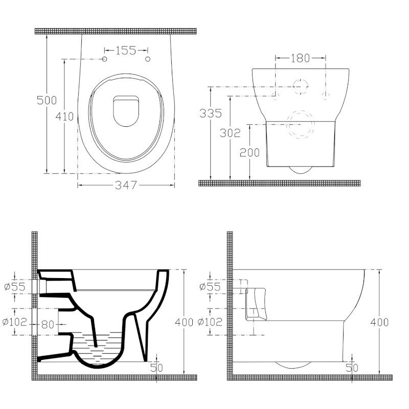 ABSOLUTE závěsná WC mísa, Rimless, 35x50cm, bílá 10AB02002