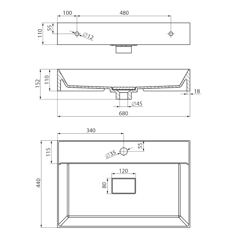 GODIVA umyvadlo, litý mramor, 68x44cm, bílá GU068