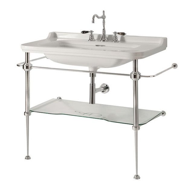 WALDORF konstrukce pro umyvadlo 100cm se skleněnou poličkou, chrom 9196K1