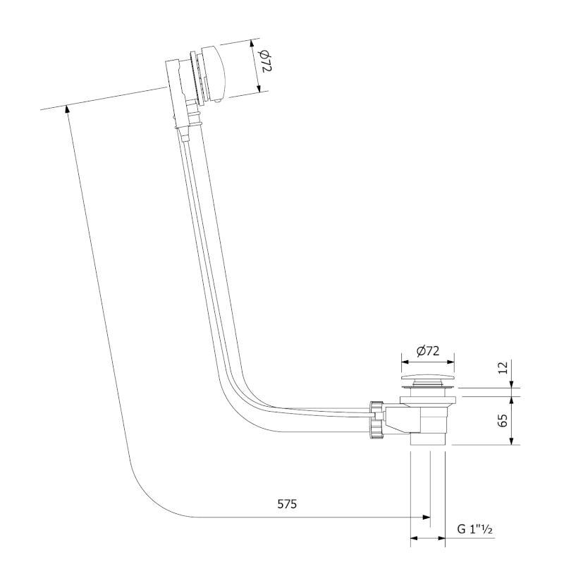 Vanová souprava, bovden, délka 575mm, zátka 72mm, zlato mat 71680GB