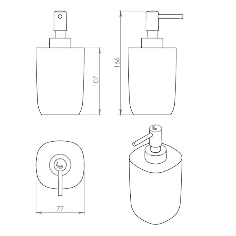 YLENIA dávkovač mýdla na postavení, tortora YL8066