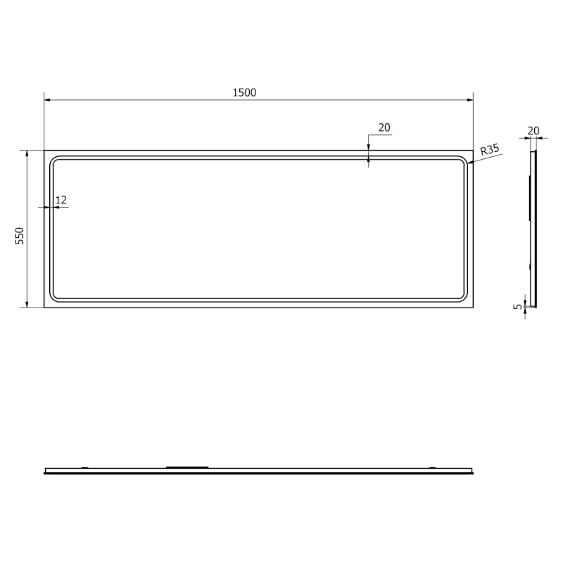 GEMINI zrcadlo s LED osvětlením 150x55cm GM150