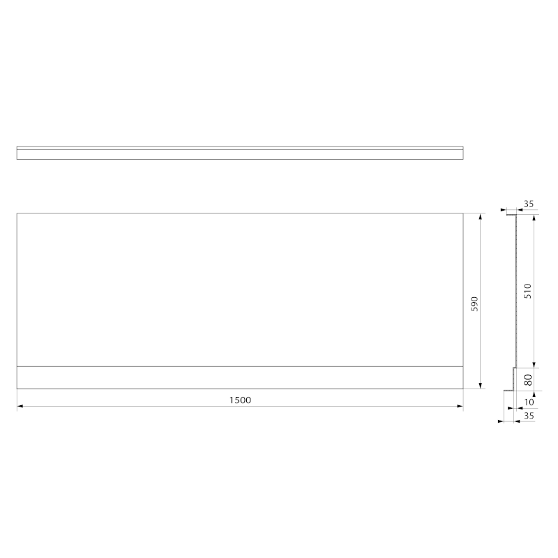 PLAIN NIKA panel 150x59cm, černá mat 72496.21