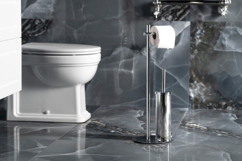 CIRCE stojan s držákem na toaletní papír a WC štětkou, kulatý, chrom 143213