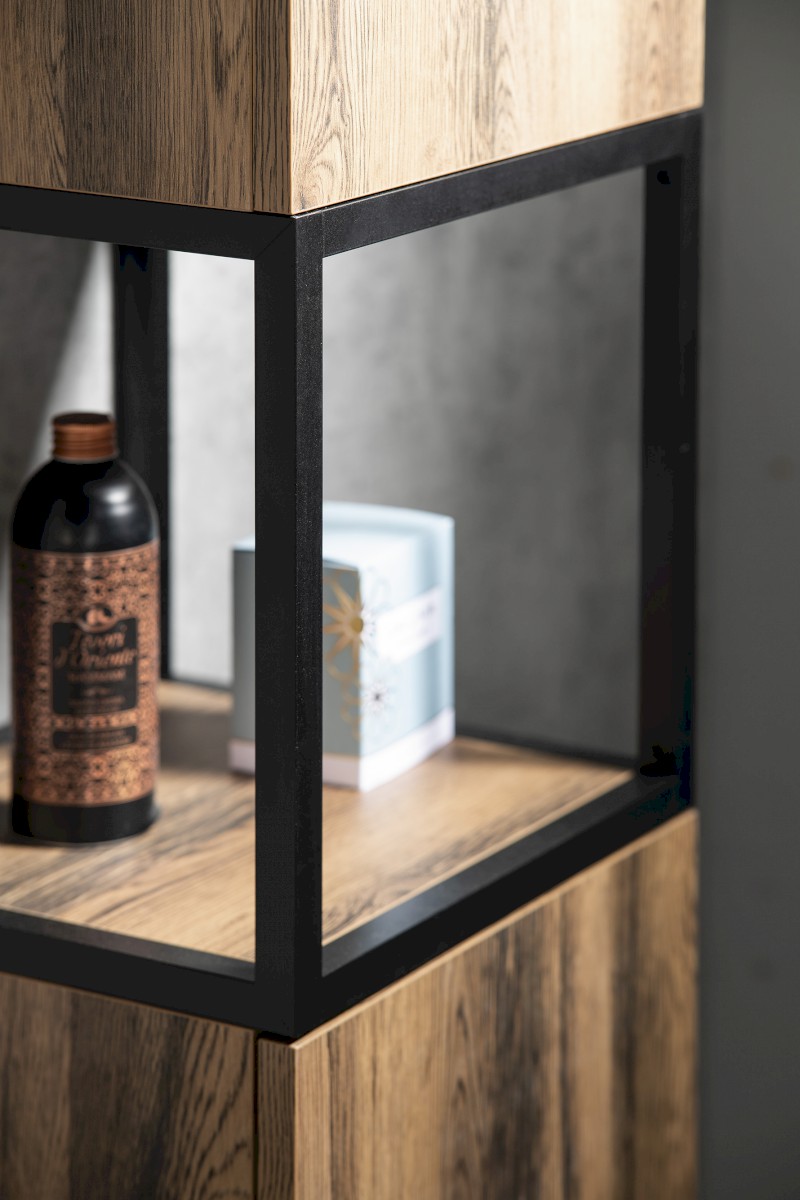 SKARA skříňka 35x171x32cm, 2x dvířka, levá/pravá, černá mat/dub Collingwood CG010-1919