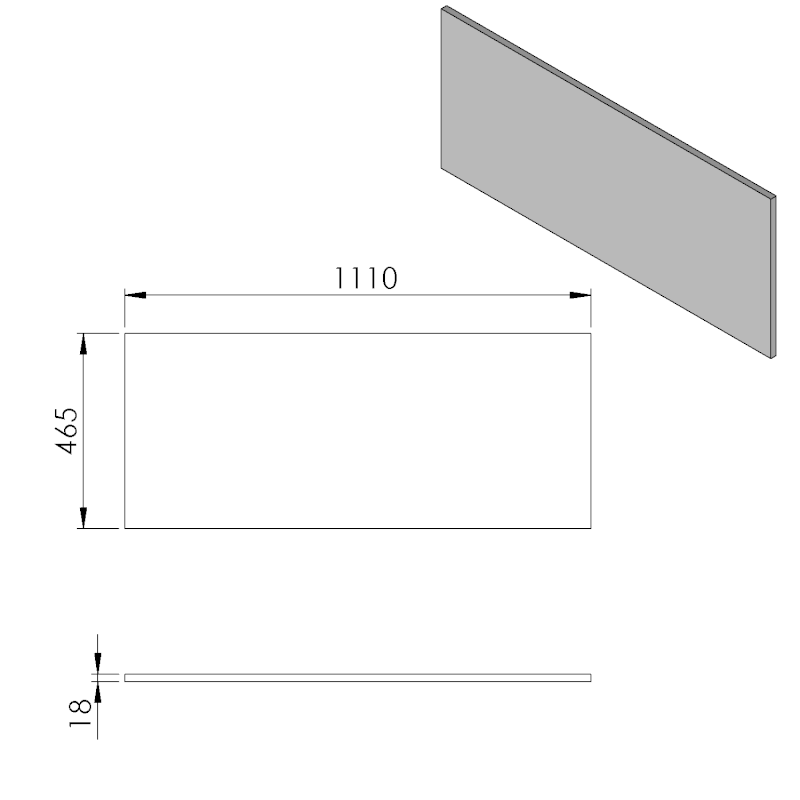 CIRASA deska DTDL 111x1,8x46,5cm, bílá lesk CR111-3030