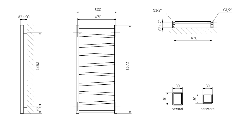 ZIG otopné těleso 500x1572 mm, antracit ZG516A