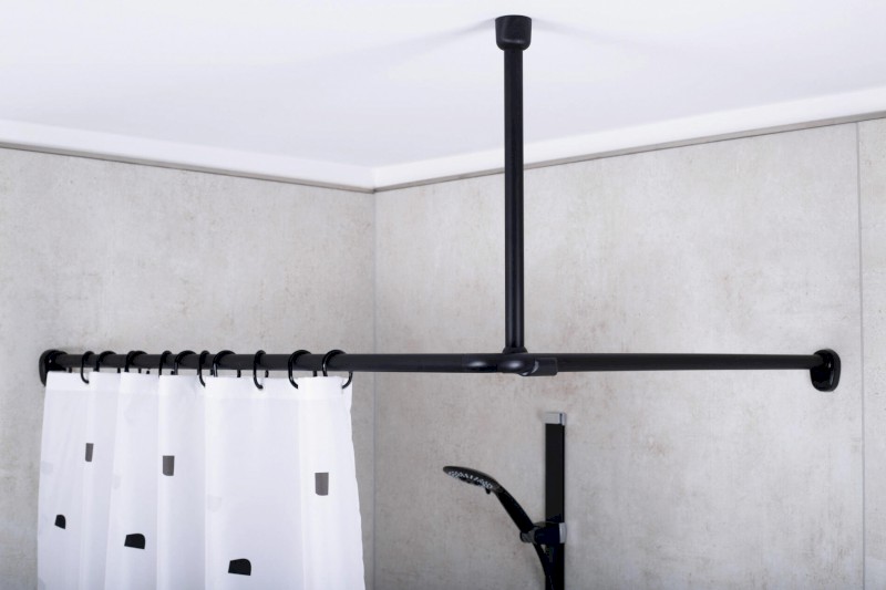 Podpora rohové sprchové tyče, černá 59611