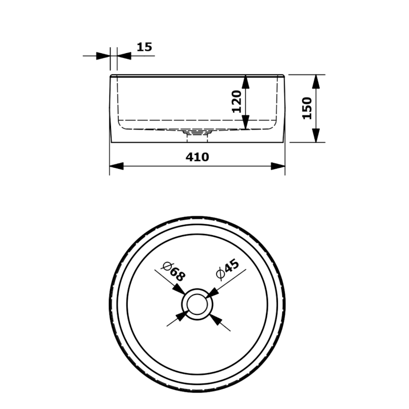 PRIORI keramické umyvadlo na desku, Ø 41 cm, bílá s modrým vzorem PI027