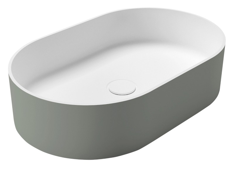 THIN umyvadlo na desku, Rockstone, 55x35cm, verde/bílá mat WN205-44