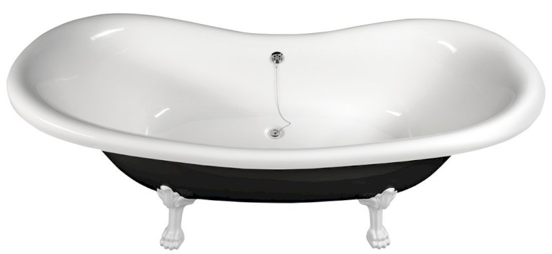 CHARLESTON volně stojící vana 188x83x69cm, nohy bílé, černá/bílá 72959