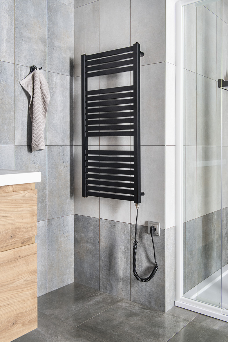 TONDI-E elektrické otopné těleso rovné 450x970 mm, 300 W, černá mat DE456T