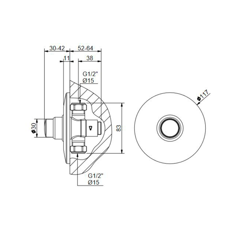 TEMPOR samouzavírací podomítkový ventil pro urinál, chrom 937.750.1