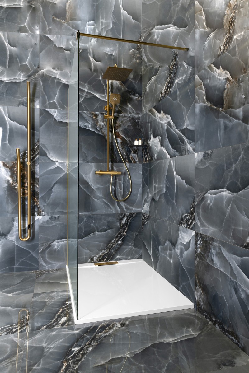 Sprchový sloup s termostatickou baterií, zlato mat SZ139GB