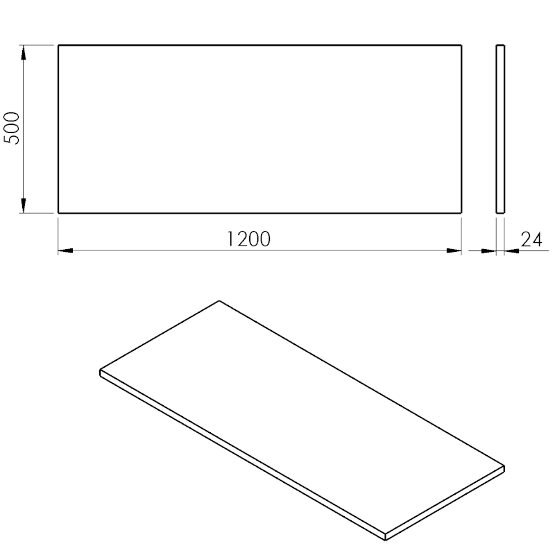 PLATO deska Rockstone 1200x24x500mm, bílá mat PL120-0101