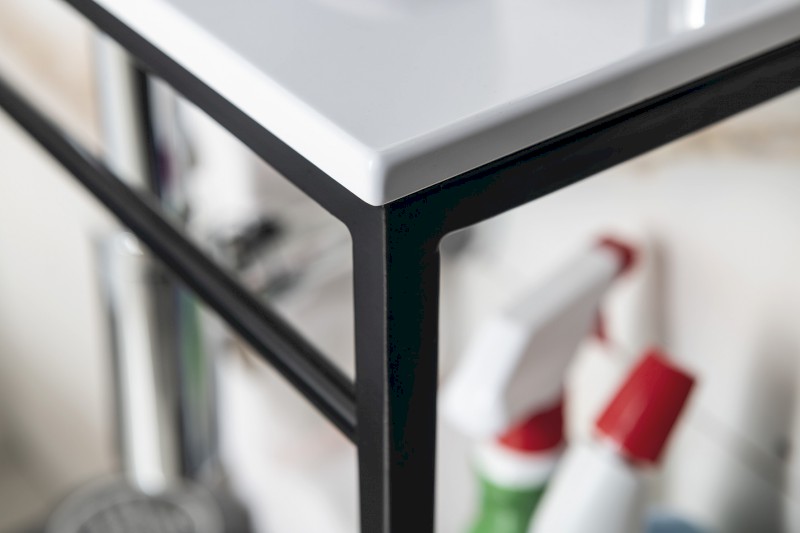 MINOR deska pod umývátko 40x22,5cm, baterie vlevo, litý mramor, bílá MR400