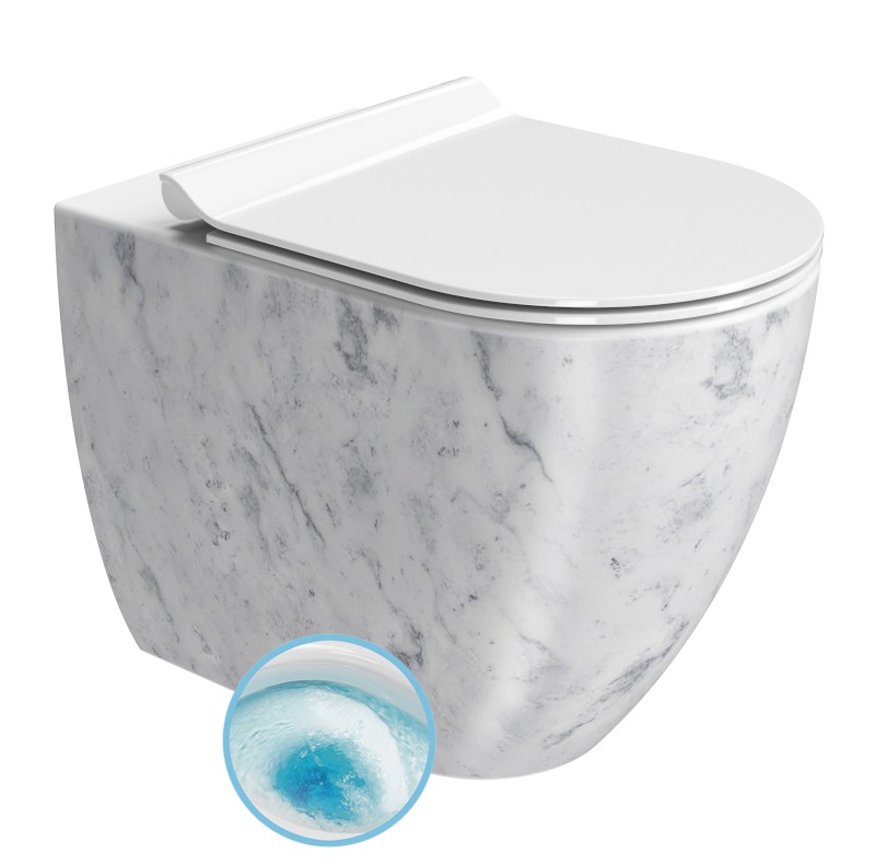 ALTACERAMICA WC mísa stojící, Swirlflush, 36x55cm, spodní/zadní odpad, mramor/bílá mat AC20335