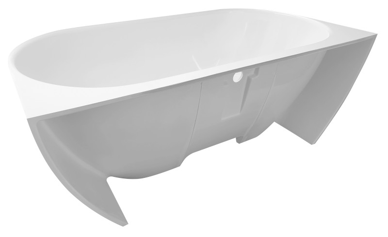 PAGODA nástěnná vana litý mramor 170x85x58cm, černá/bílá 10281