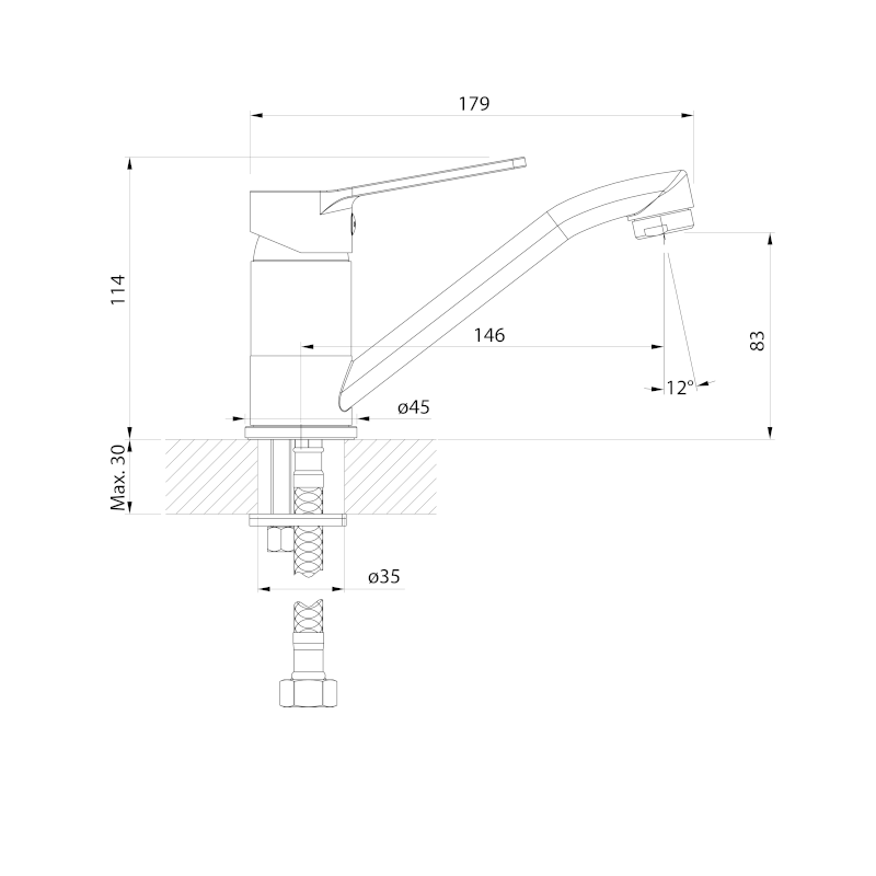 SINTRA umyvadlová baterie s otočnou hubicí, černá mat SX001B