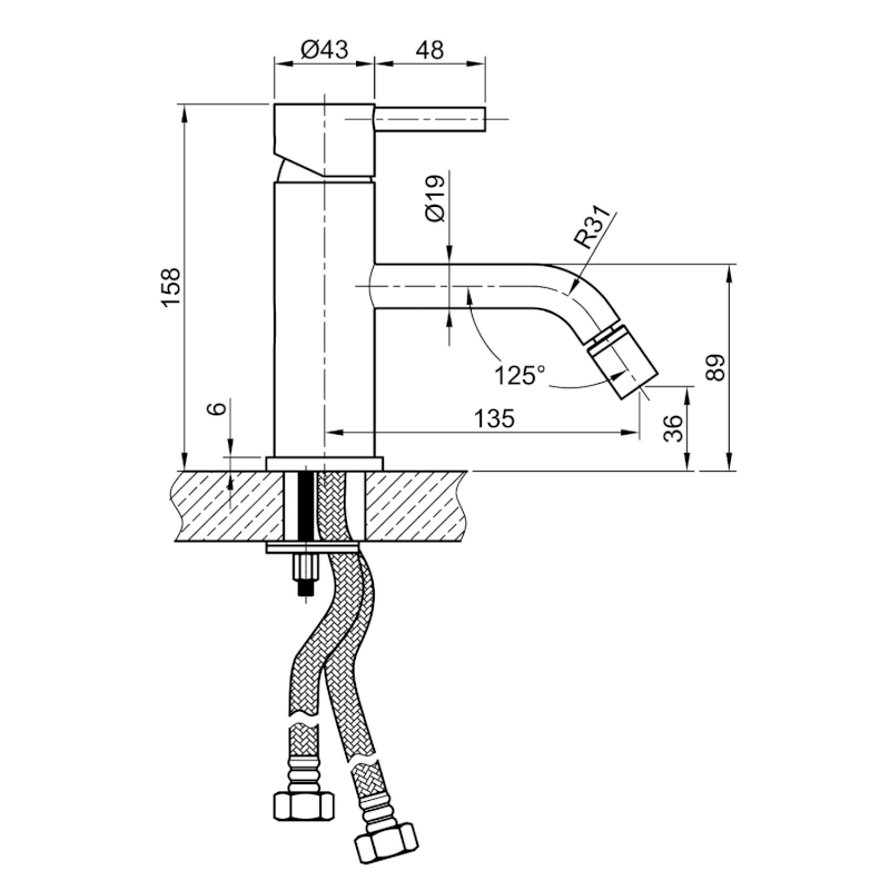 MINIMAL stojánková bidetová baterie, nerez mat MI003