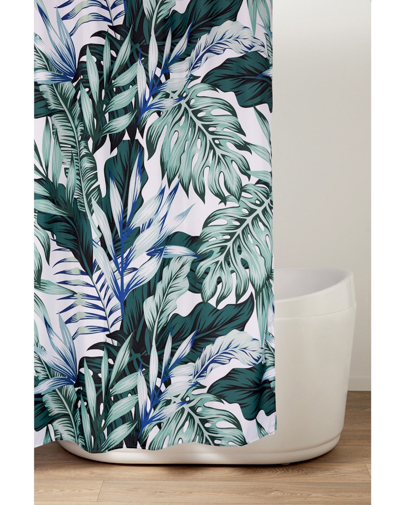 Sprchový závěs 180x200cm, polyester, zelené listy ZV028