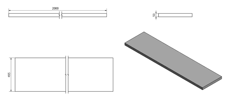 AVICE deska pod umyvadlo 200x50cm, tl.5cm, štípaný kámen AV209