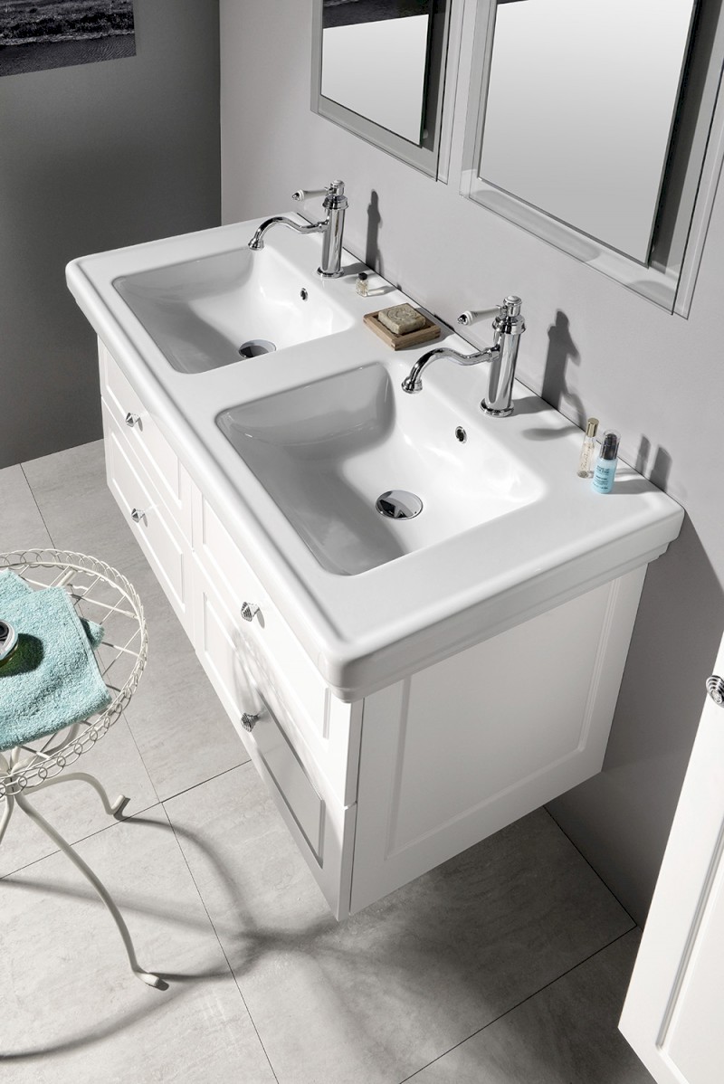 VIOLETA dvojumyvadlová skříňka 116x52x48,5cm, bílá pololesk VI125-3131