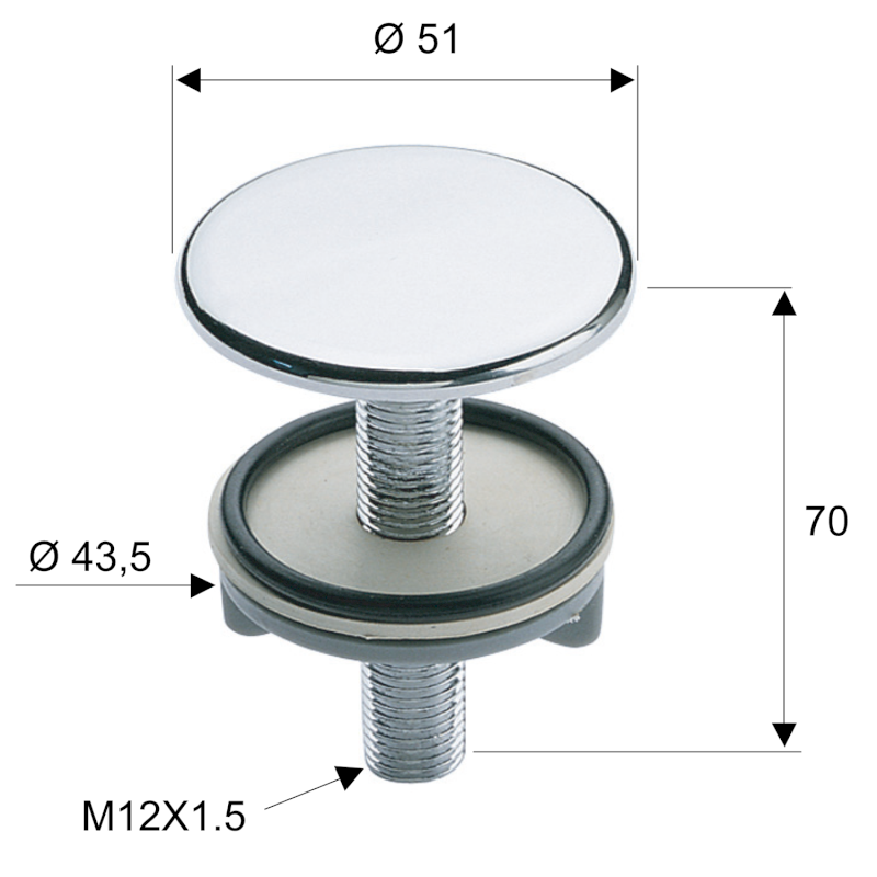 Záslepka na umyvadlo 50mm, chrom 5350C