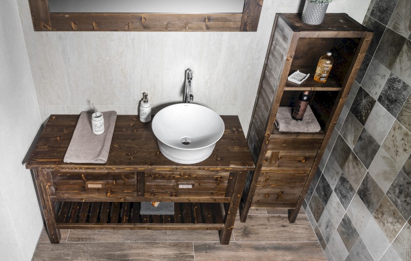 BRAND umyvadlová skříňka 130x73x50cm, mořený smrk BA131S