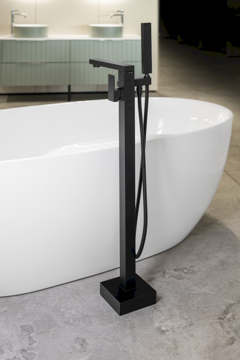 CUBEMIX vanová baterie s připojením do podlahy, černá mat CM021B