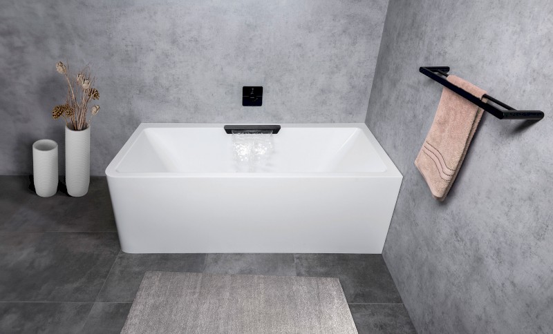 CASCATA R MONOLITH obdélníková vana 180x80x60cm, kaskáda černá 73836MR.102