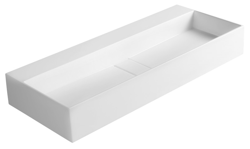 CUBIS umyvadlo, litý mramor, 100x40cm, bez otvoru, bílá CU100-0