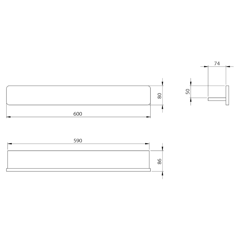 ABELINE police s hrazdou rockstone 600mm, bílá mat AB604-0101